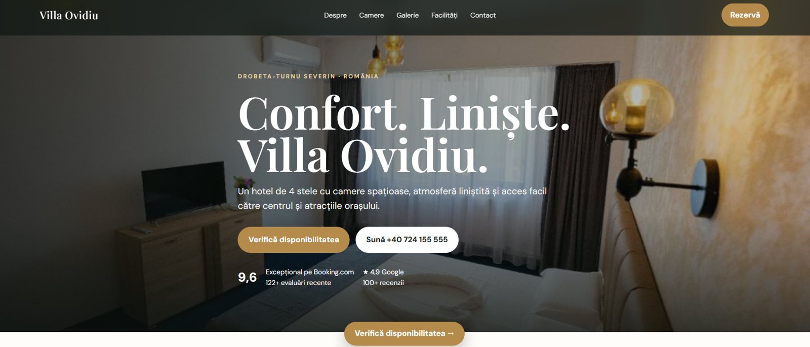 Web de Villa Ovidiu creada por AG Digital Studio